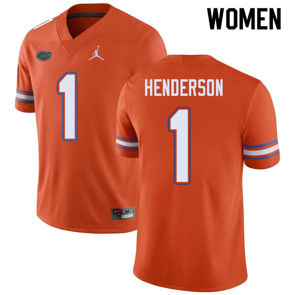 Jordan Brand Women #1 CJ Henderson Florida Gators College Football Jerseys Sale-Orange - Click Image to Close